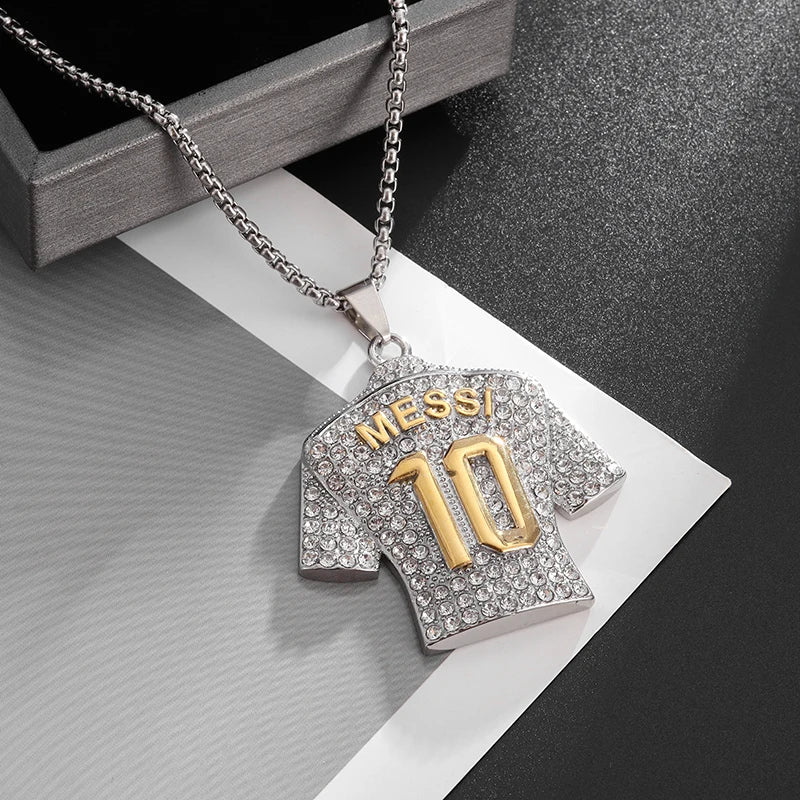 Fashionable and Creative No. 10 Jersey Men's Necklace Personality Charm Hip-Hop Punk Football Lover Jewelry Gift for Women