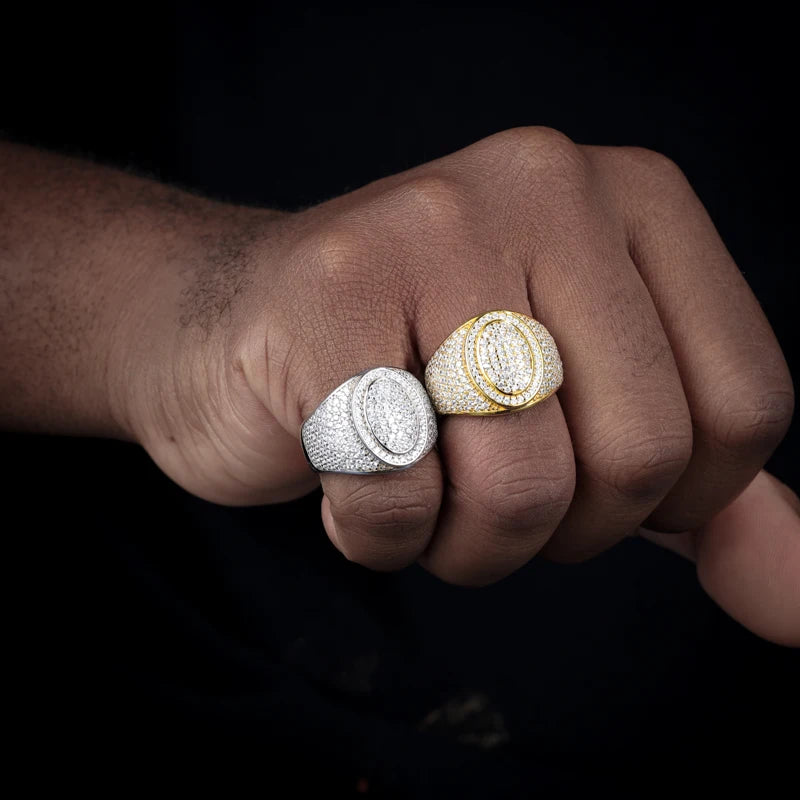 Unisex oval Iced Out VVS1 Moissanite Cross Rings S925 Silver For Men Hip Hop Jewelry