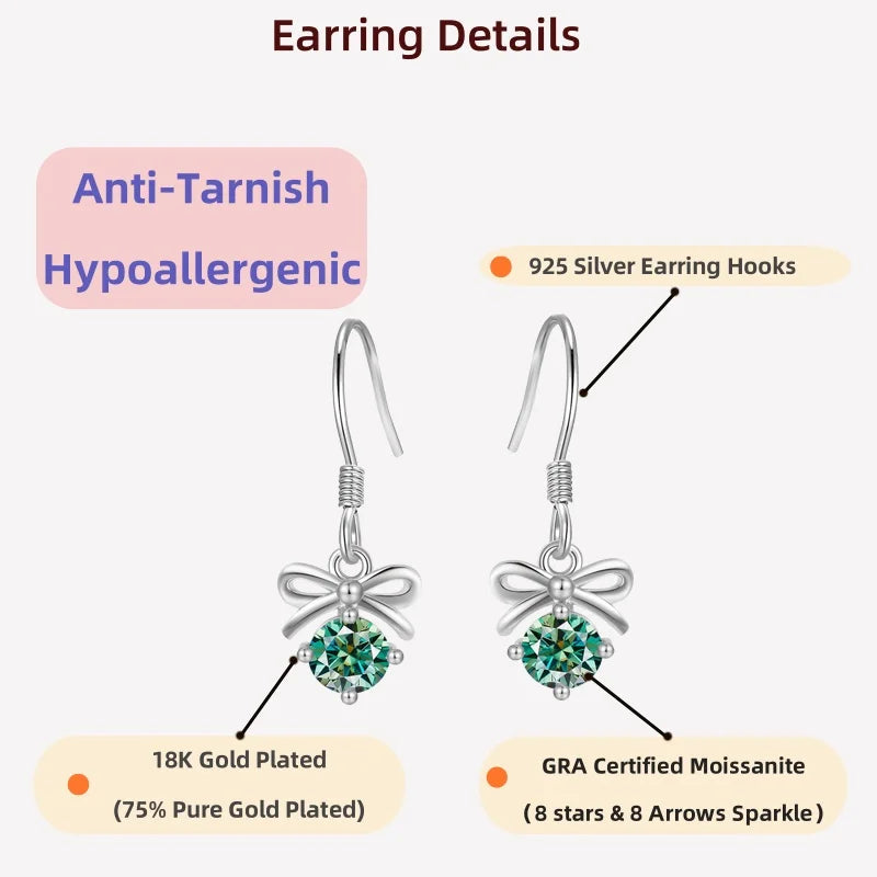 Moissanite Earrings with S925 sterling silver hook