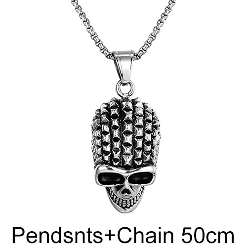 Stainless Steel Skull Pendant, Vintage Gothic necklace Jewelry, High-Quality Steel, Unique Design Sweater chain for Men's Gifts