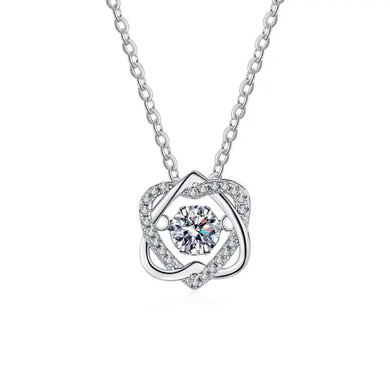 Moissanite Necklace For Women 100% Sterling S925 Silver With White Gold Plated Lab Diamond Jewelry Wedding Pendant with O-chain