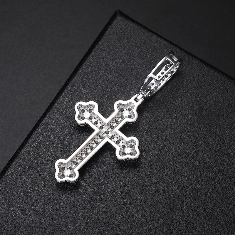 Unisex 925 Moissanite Hip Hop Jewelry Classic Cross Pendant Necklace S925 Silver For Men Hip Hop Jewelry