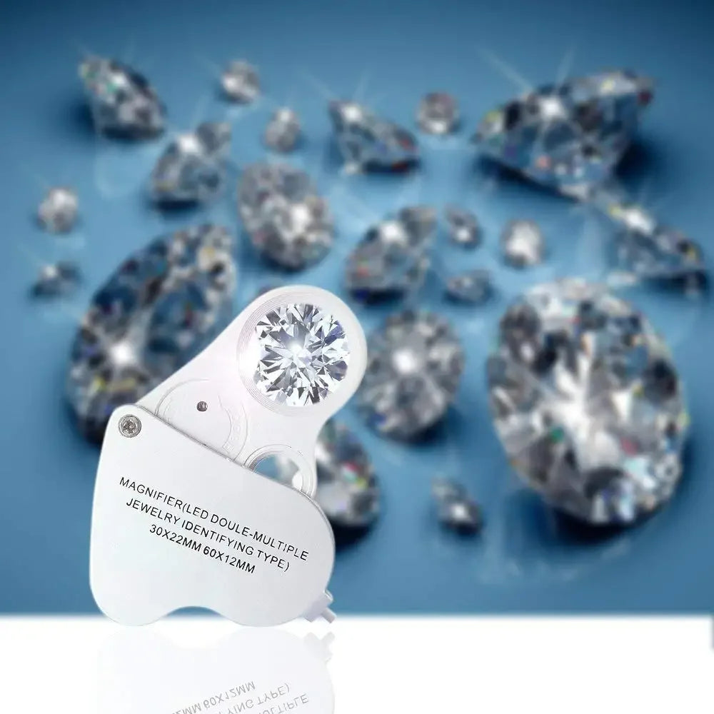 Jewelry Loupe 2-Lens Magnifying Glass 30x 60x Jewelers Eye LED