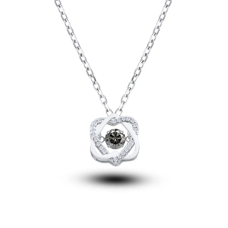 Moissanite Necklace For Women 100% Sterling S925 Silver With White Gold Plated Lab Diamond Jewelry Wedding Pendant with O-chain